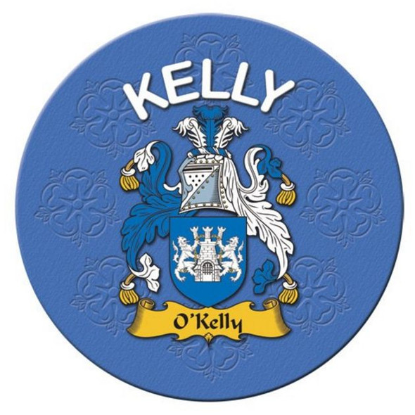 Kelly Coat of Arms Cork Round English Family Name Coasters Set of 2