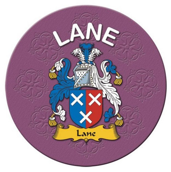 Lane Coat of Arms Cork Round English Family Name Coasters Set of 2
