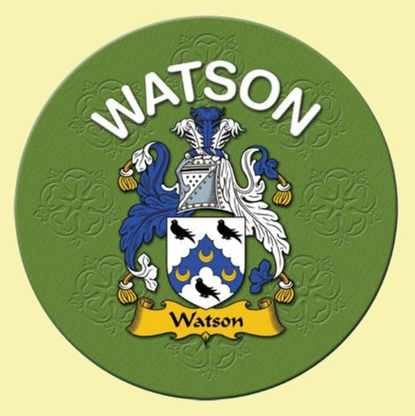 Watson Coat of Arms Cork Round English Family Name Coasters Set of 2