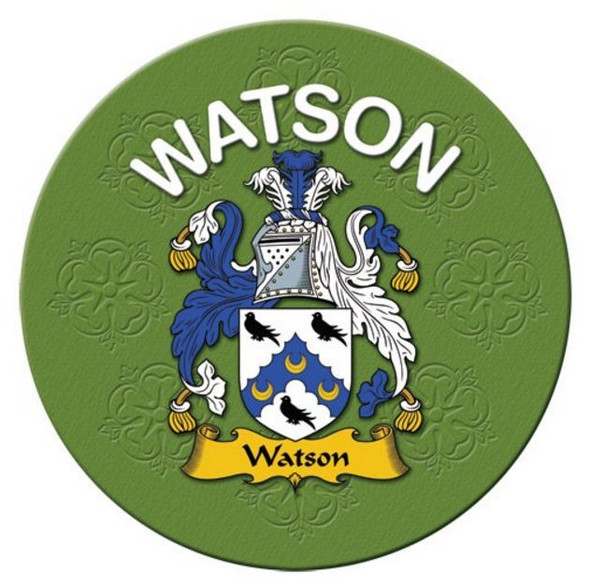 Watson Coat of Arms Cork Round English Family Name Coasters Set of 2