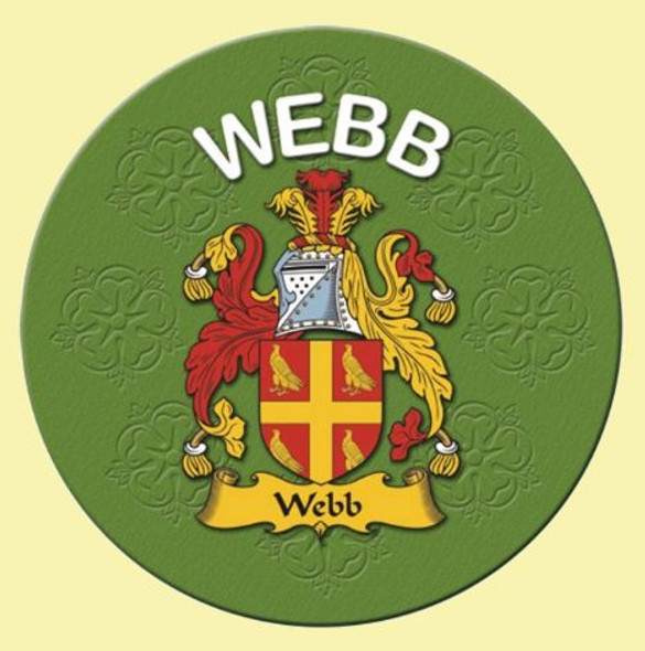 Webb Coat of Arms Cork Round English Family Name Coasters Set of 2