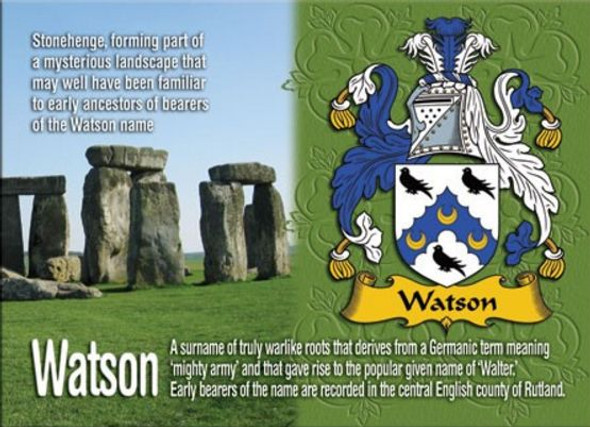 Watson Coat of Arms English Family Name Fridge Magnets Set of 2