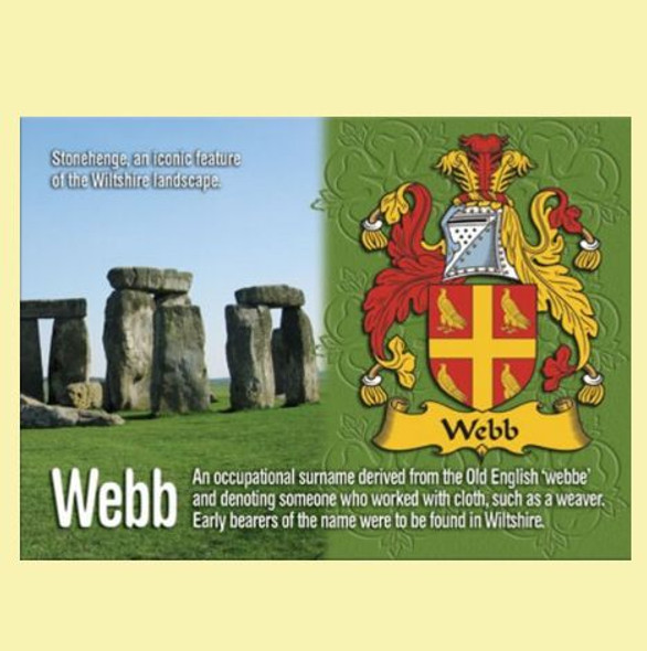 Webb Coat of Arms English Family Name Fridge Magnets Set of 2
