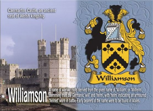 Williamson Coat of Arms English Family Name Fridge Magnets Set of 2