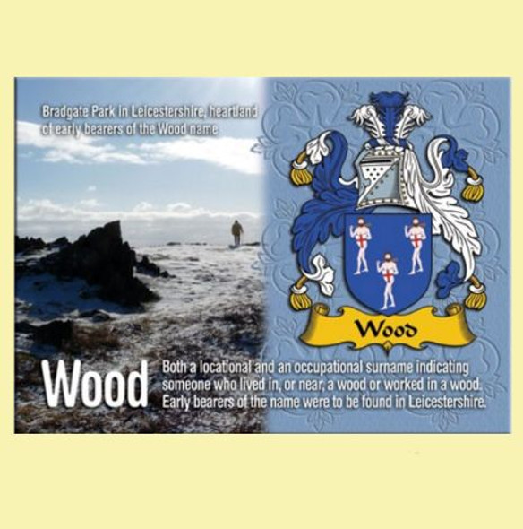 Wood Coat of Arms English Family Name Fridge Magnets Set of 2
