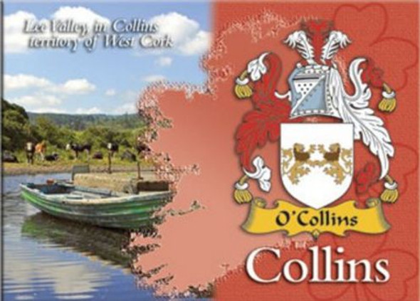 Collins Coat of Arms Irish Family Name Fridge Magnets Set of 2