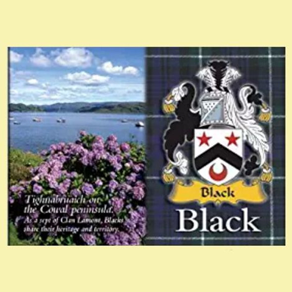 Black Coat of Arms Scottish Family Name Fridge Magnets Set of 4