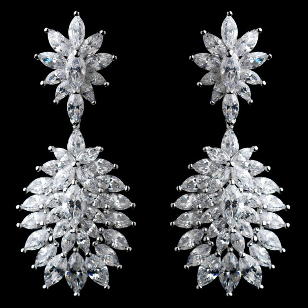 Leaf Burst Marquise Cubic Zirconia Sterling Silver Earrings Leaf Burst Marquise Cubic Zirconia Sterling Silver Earrings