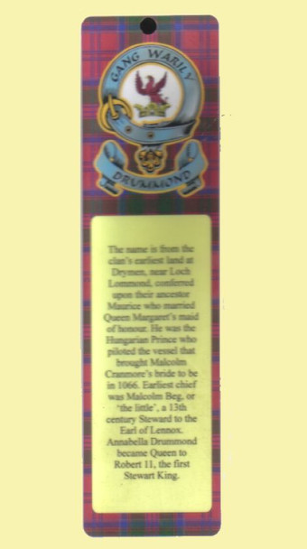 Drummond Clan Badge Clan Drummond Tartan Laminated Bookmarks Set of 2