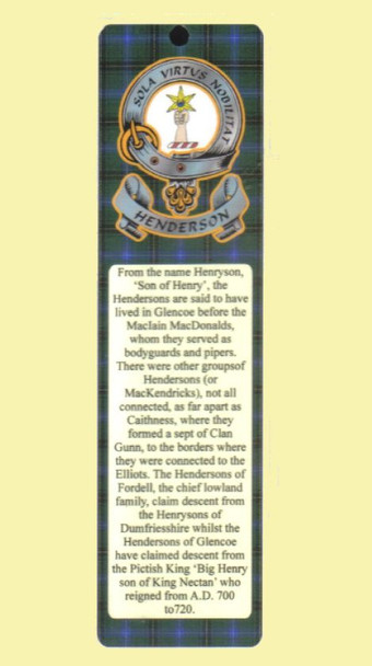 Henderson Clan Badge Clan Henderson Tartan Laminated Bookmark