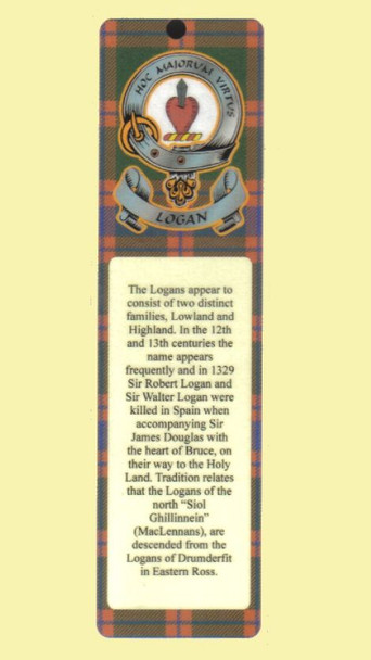Logan Clan Badge Clan Logan Tartan Laminated Bookmarks Set of 2