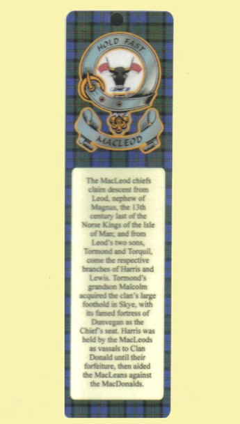 MacLeod Of Harris Clan Badge Clan MacLeod Tartan Laminated Bookmarks Set of 2