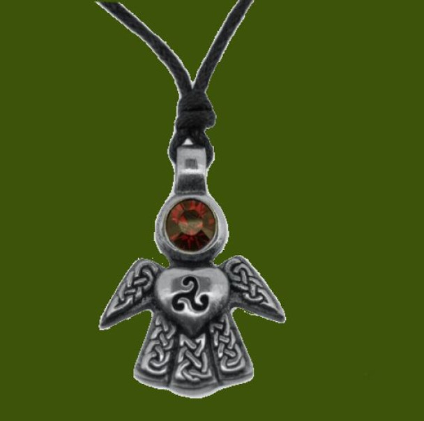 Celtic Angel July Birthstone Stylish Pewter Pendant