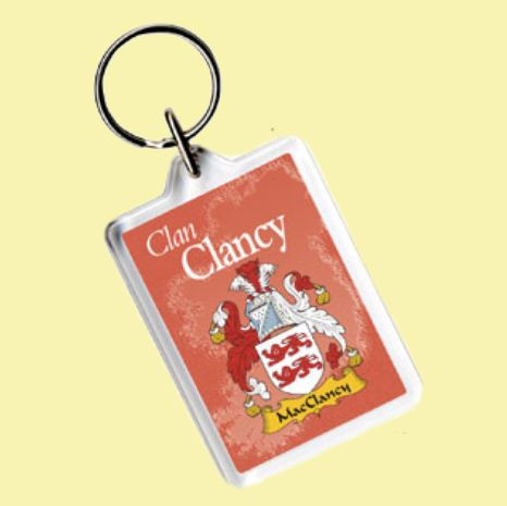 Clancy Coat of Arms Irish Family Name Acryllic Key Ring Set of 5