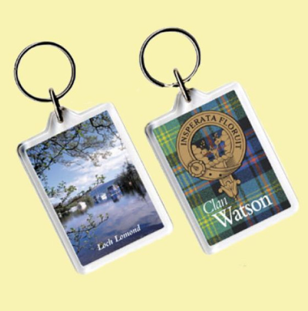 Watson Clan Badge Tartan Family Name Acryllic Key Ring Set of 3 Watson Clan Badge Tartan Family Name Acryllic Key Ring Set of 3