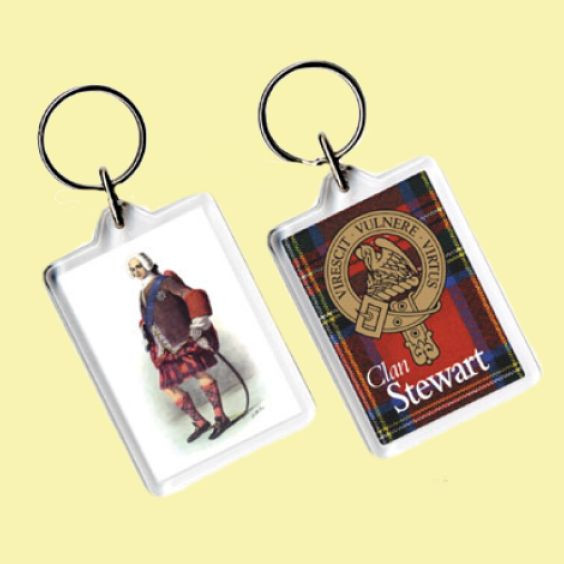 Stewart Clan Badge Tartan Family Name Acryllic Key Ring Set of 3