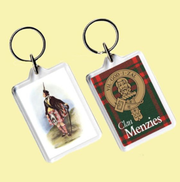 Menzies Clan Badge Tartan Family Name Acryllic Key Ring Set of 5