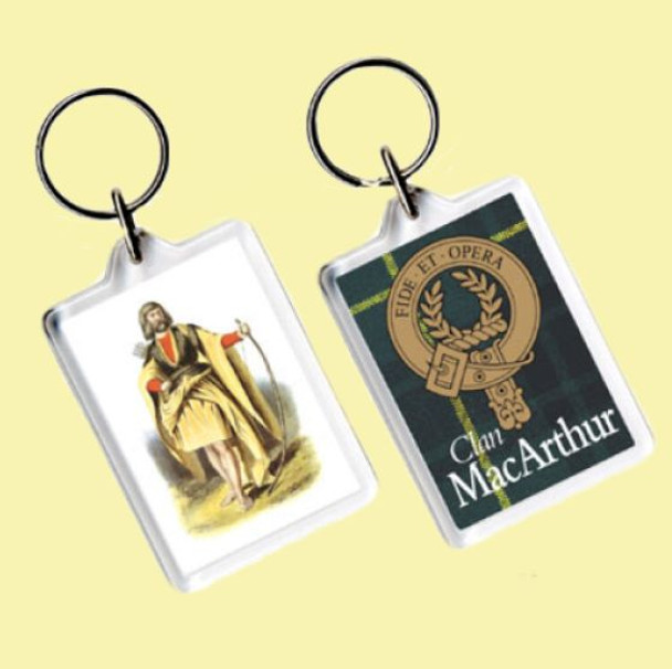 MacArthur Clan Badge Tartan Family Name Acryllic Key Ring Set of 3