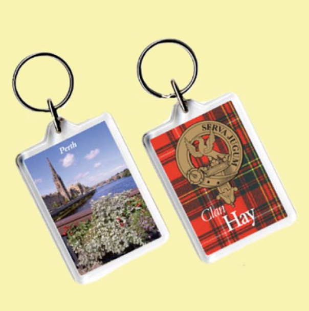 Hay Clan Badge Tartan Family Name Acryllic Key Ring Set of 5