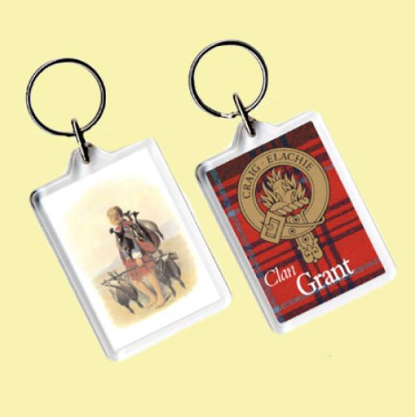Grant Clan Badge Tartan Family Name Acryllic Key Ring Set of 3 Grant Clan Badge Tartan Family Name Acryllic Key Ring Set of 3