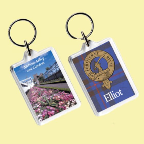 Elliot Clan Badge Tartan Family Name Acryllic Key Ring Set of 3