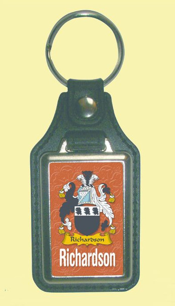 Richardson Coat of Arms English Family Name Leather Key Ring Set of 4 Richardson Coat of Arms English Family Name Leather Key Ring Set of 4
