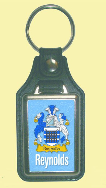 Reynolds Coat of Arms English Family Name Leather Key Ring Set of 2