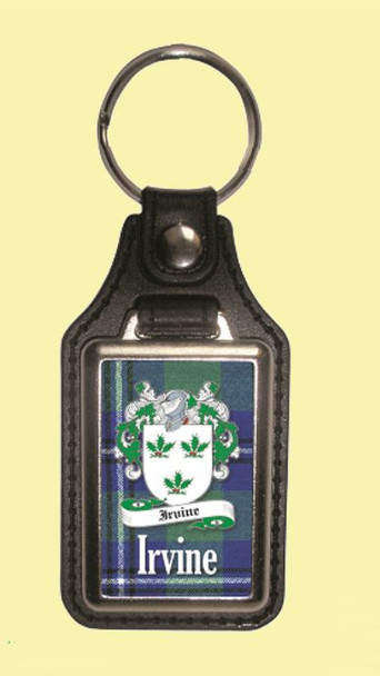 Irvine Coat of Arms Tartan Scottish Family Name Leather Key Ring Set of 4