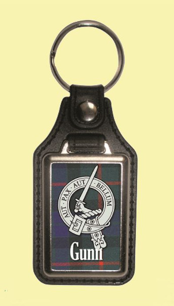 Gunn Clan Badge Tartan Scottish Family Name Leather Key Ring Set of 4