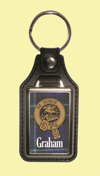 Graham Clan Badge Tartan Scottish Family Name Leather Key Ring Set of 4