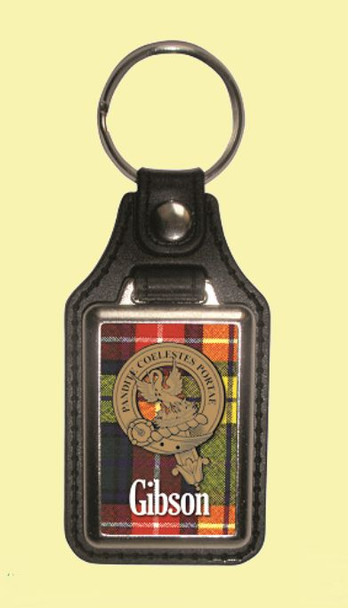 Gibson Clan Badge Tartan Scottish Family Name Leather Key Ring Set of 2