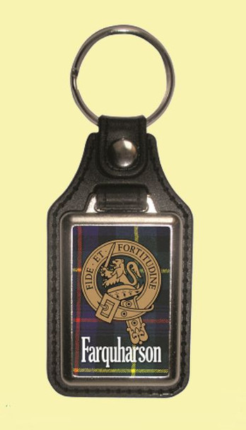 Farquharson Clan Badge Tartan Scottish Family Name Leather Key Ring Set of 2