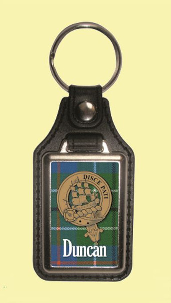 Duncan Clan Badge Tartan Scottish Family Name Leather Key Ring Set of 2