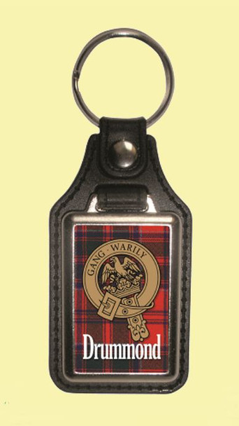 Drummond Clan Badge Tartan Scottish Family Name Leather Key Ring Set of 4