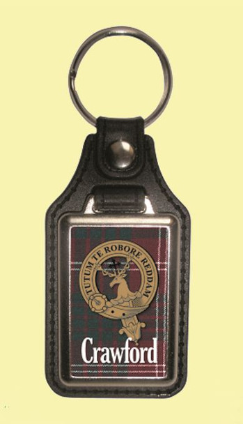 Crawford Clan Badge Tartan Scottish Family Name Leather Key Ring Set of 4
