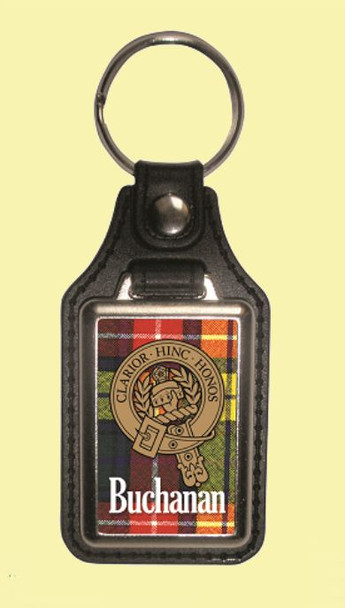 Buchanan Clan Badge Tartan Scottish Family Name Leather Key Ring Set of 2
