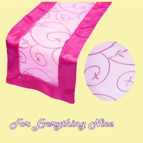 Fuchsia Pink Embroidered Wedding Table Runners Decorations x 5 For Hire