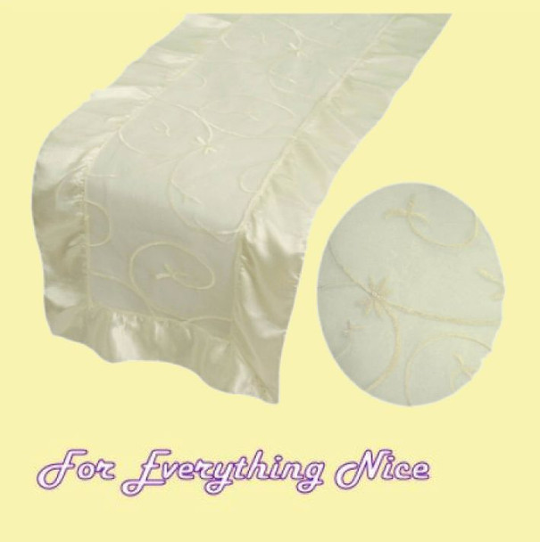 Ivory Embroidered Wedding Table Runners Decorations x 10 For Hire