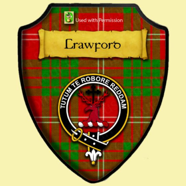Crawford Red Tartan Crest Wooden Wall Plaque Shield