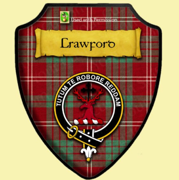 Crawford Modern Tartan Crest Wooden Wall Plaque Shield