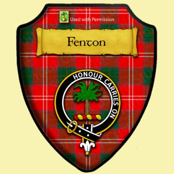 Fenton Red Tartan Crest Wooden Wall Plaque Shield