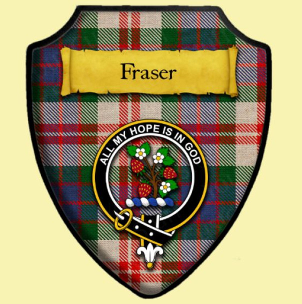 Fraser Dress Red Modern Tartan Crest Wooden Wall Plaque Shield