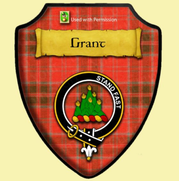 Grant Weathered Tartan Crest Wooden Wall Plaque Shield