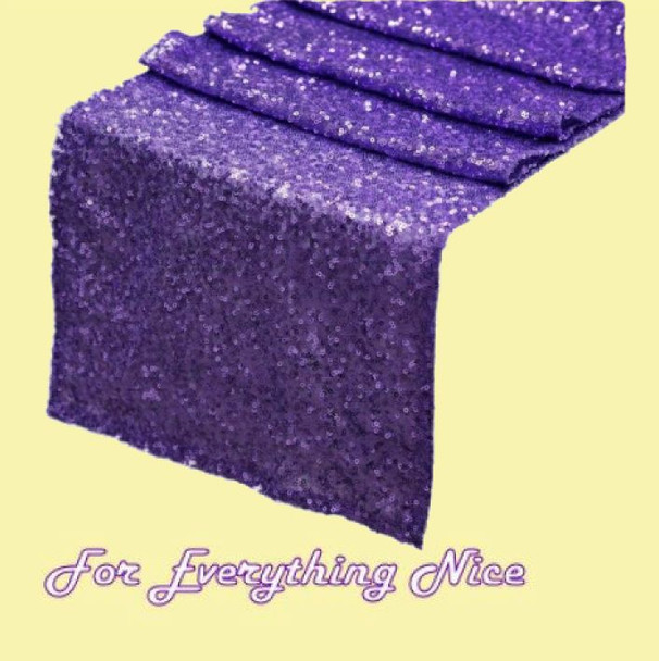 Deep Purple Duchess Sequin Wedding Table Runners Decorations x 5 For Hire