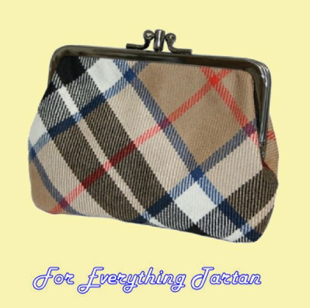 Thomson Camel Modern Tartan Fabric Framed Medium Ladies Double Purse