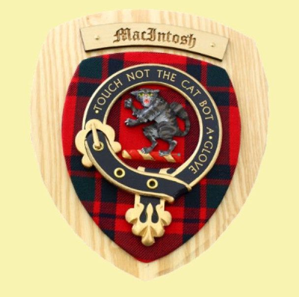 MacIntosh Clan Crest Tartan 10 x 12 Woodcarver Wooden Wall Plaque 