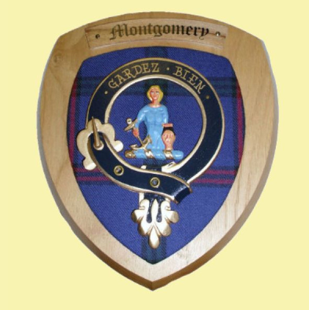 Montgomery Clan Crest Tartan 10 x 12 Woodcarver Wooden Wall Plaque 