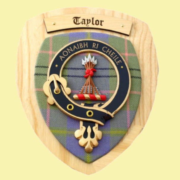 Taylor Clan Crest Tartan 7 x 8 Woodcarver Wooden Wall Plaque 