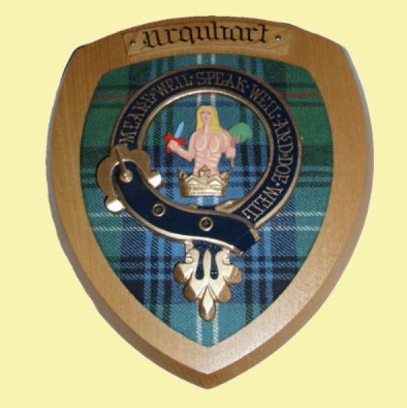 Urquhart Clan Crest Tartan 10 x 12 Woodcarver Wooden Wall Plaque 