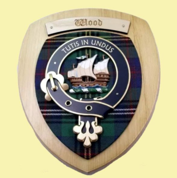 Wood Clan Crest Tartan 7 x 8 Woodcarver Wooden Wall Plaque 